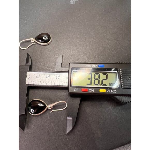 NEW Black onyx sterling silver teardrop earrings 8.12 grams - Picture 9 of 11